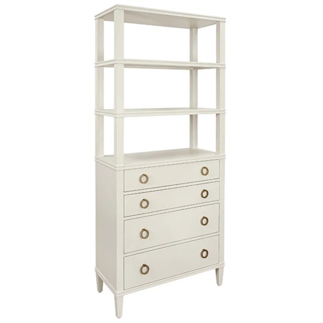 Contemporary Matthew Izzo Home Brooke Antique White Lacquer Four Drawer Etagere For Sale - Image 3 of 9