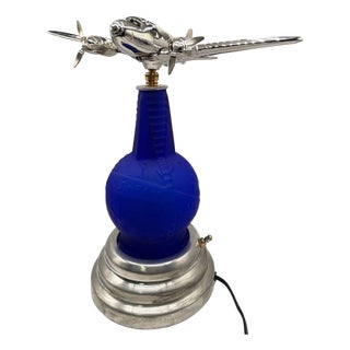 1939 New York World's Fair Dc-3 Deco Airplane Lamp W/ Propellers by Rick Ramírez For Sale