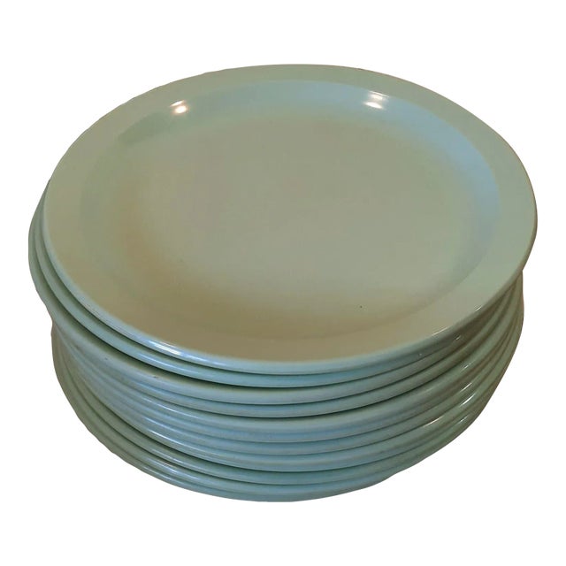 Texas Ware Mint Green Plates Set Melamine Melmac Texasware Set 12 For Sale