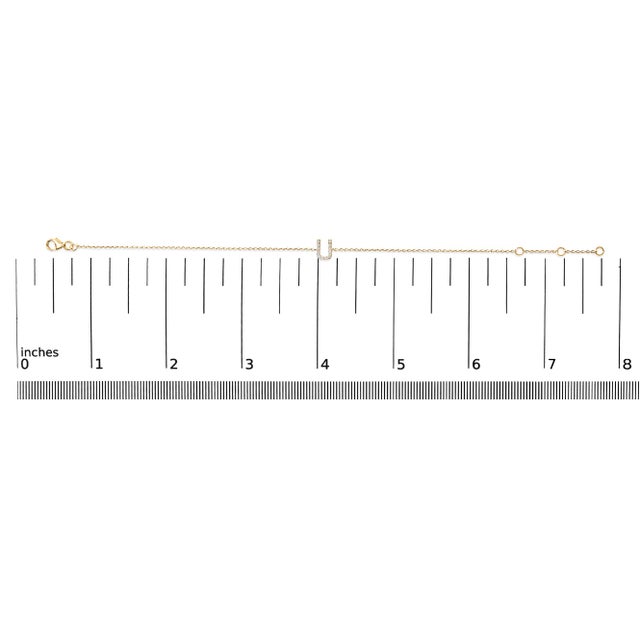 10K Yellow Gold Diamond Accent "U" Initial Charm and Link Bracelet For Sale In New York - Image 6 of 6
