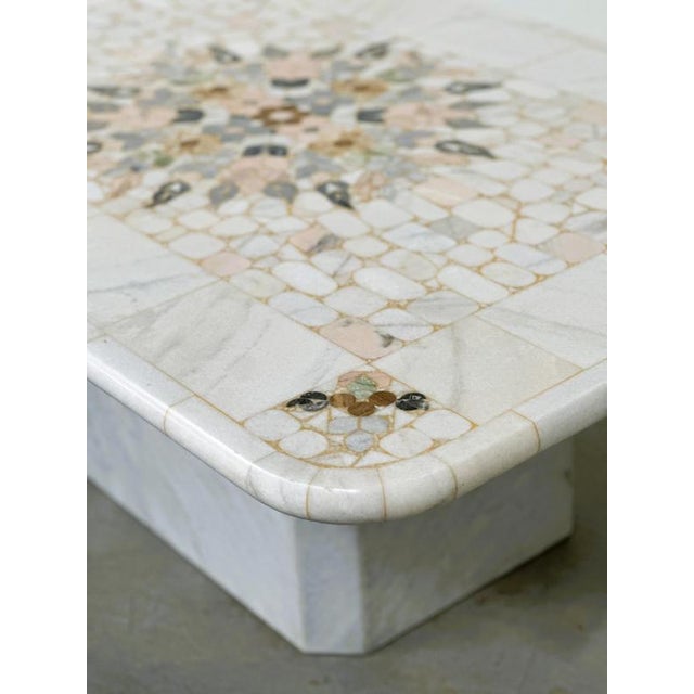 Large Italian Pietra Dura Marble Mosaic Coffee Table For Sale - Image 10 of 16