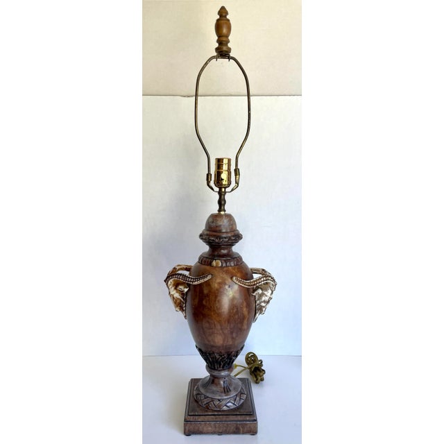 Mid 20th Century Traditional Ram Head Carved Alabaster Marble Urn Lamp For Sale - Image 13 of 13