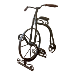 Antique Iron Penny-Farthing Bicycle Sculpture With Working Pedals