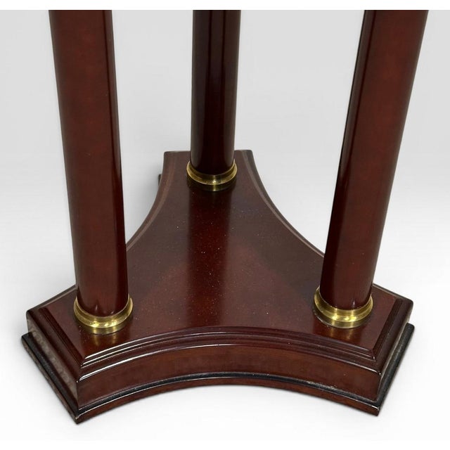 Wood Vintage the Bombay Company Traditional Gold Brass Accent Green Marble Top Mahogany Plant Stand Pedestal For Sale - Image 7 of 10