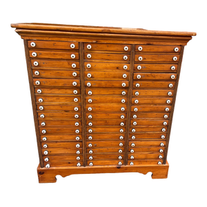 Handmade Primitive Multi 46 Drawer Map Print Cabinet