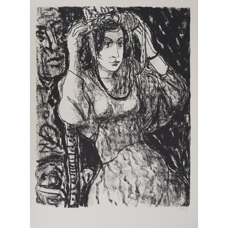Leopoldo Presas, Young Woman in a Straw Hat, Lithograph For Sale