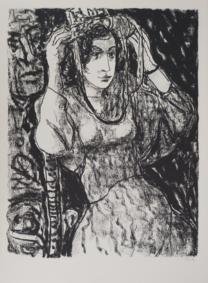 Leopoldo Presas, Young Woman in a Straw Hat, Lithograph