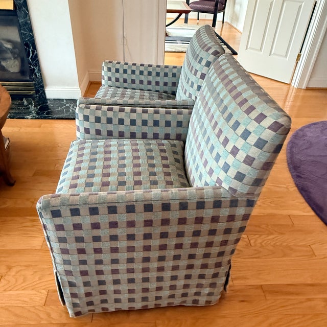 Pair of R Jones Checkerboard Club Chairs For Sale - Image 4 of 9