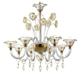 Romantic Murano Glass Chandelier with Floral Accents by Simoeng for Simoeng For Sale