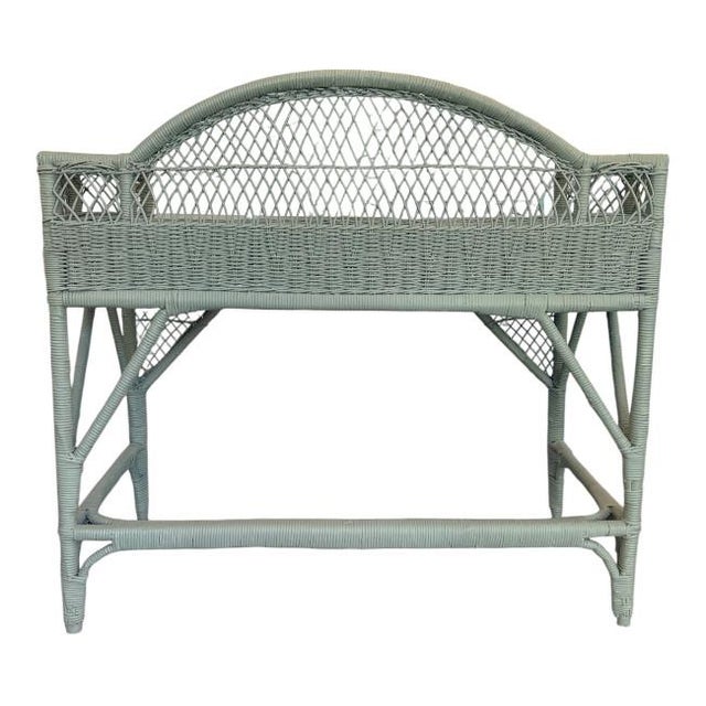 Mid 20th Century Vintage Woven Rattan Desk For Sale - Image 5 of 11