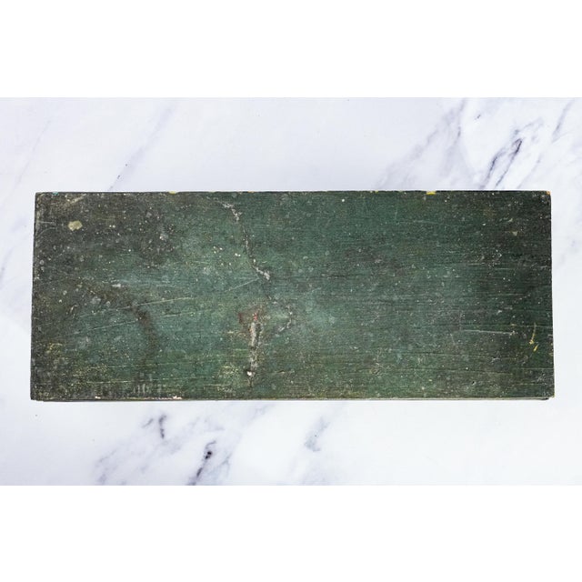 Charming Green Painted Antique Wood Box With Key Rustic Country For Sale - Image 4 of 14