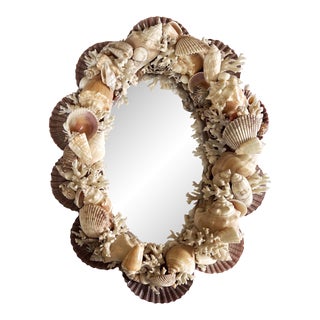 Vintage Anthony Redmile Style One-Of-A-Kind Handmade Shell Encrusted Mirror For Sale