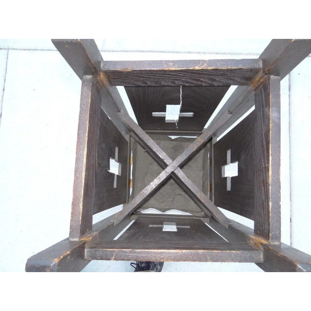 Wood Antique Tiger Oak Mission Arts & Craft Large Umbrella Stand For Sale - Image 7 of 11