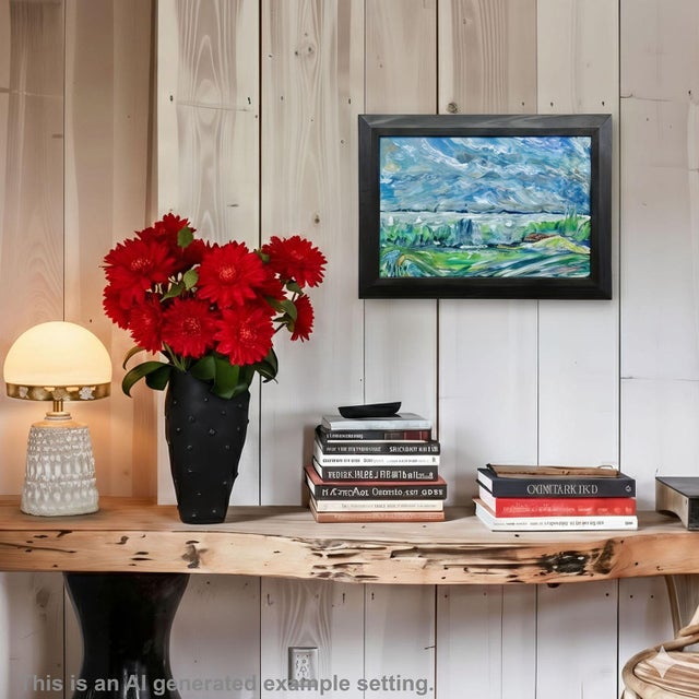 Gollenshausen, Lake Chiemsee – Oil Painting by Alexander Michael, 1994 This painting from 1994 depicts a broad lakeside...