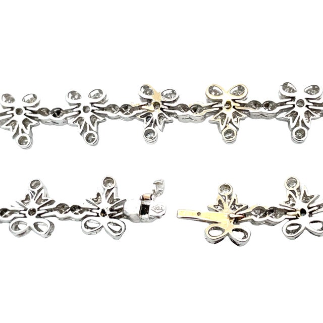 18k White Gold Bowtie Link 8cts Diamond Necklace For Sale - Image 4 of 7