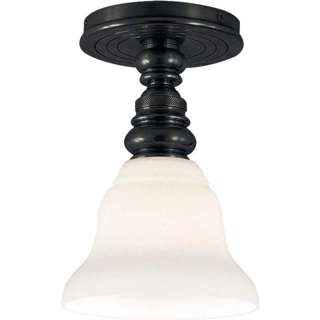 Boston Single Flush Mount in Bronze with SLEG Shade Designer: Chapman & Myers Canopy: 5" Round Mounting: Flush Shade...