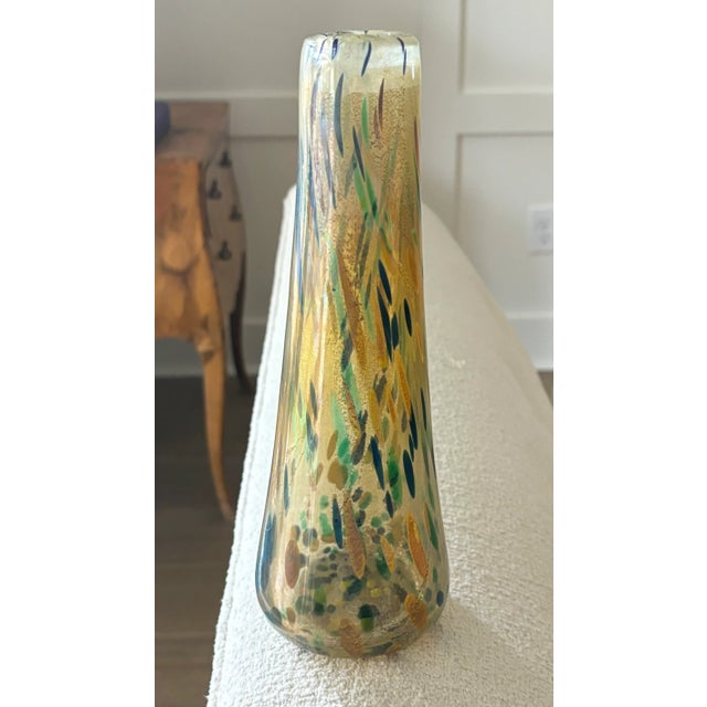 Murano Vintage Italian Hand Blown Multi Colored Confetti Art Glass Vase For Sale - Image 4 of 12