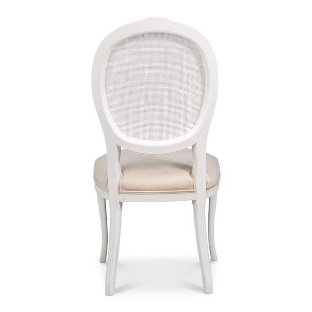 2020s Cane Back Dining Chairs in White with Taupe Velvet, Sets of 2 For Sale - Image 5 of 11