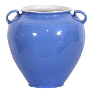 Rare 19th Century French Confit Pot or Egg Pot With Blue Glaze For Sale