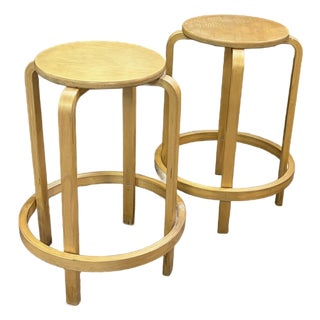 Alvar Aalto for Artek Style Bentwood Stools, a Pair For Sale
