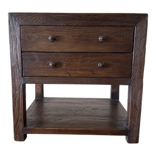Nathalie II 2 Drawer Reclaimed Elm Nightstand 36″ – Walnut For Sale