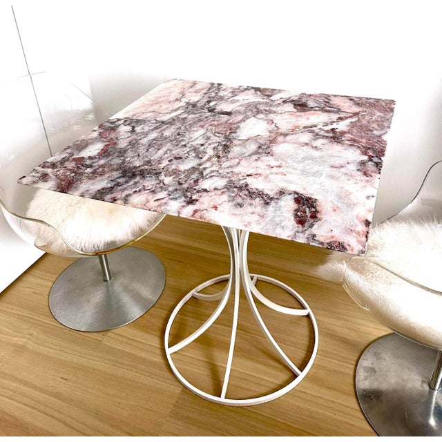 Wood 1960s Estelle & Erwine Laverne Rose Granite Pedestal Table Laverne International Knoll For Sale - Image 7 of 10