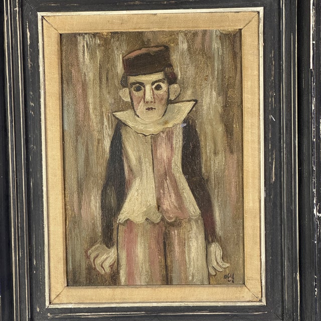 1940s Exquisite & Unusual Pair of 1940s Circus Performers Portrait Paintings, Framed Original Oil on Board For Sale - Image 5 of 16
