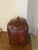 Metal Tooled Leather Ottoman Plain With Nailheads Antique Brown For Sale - Image 7 of 12