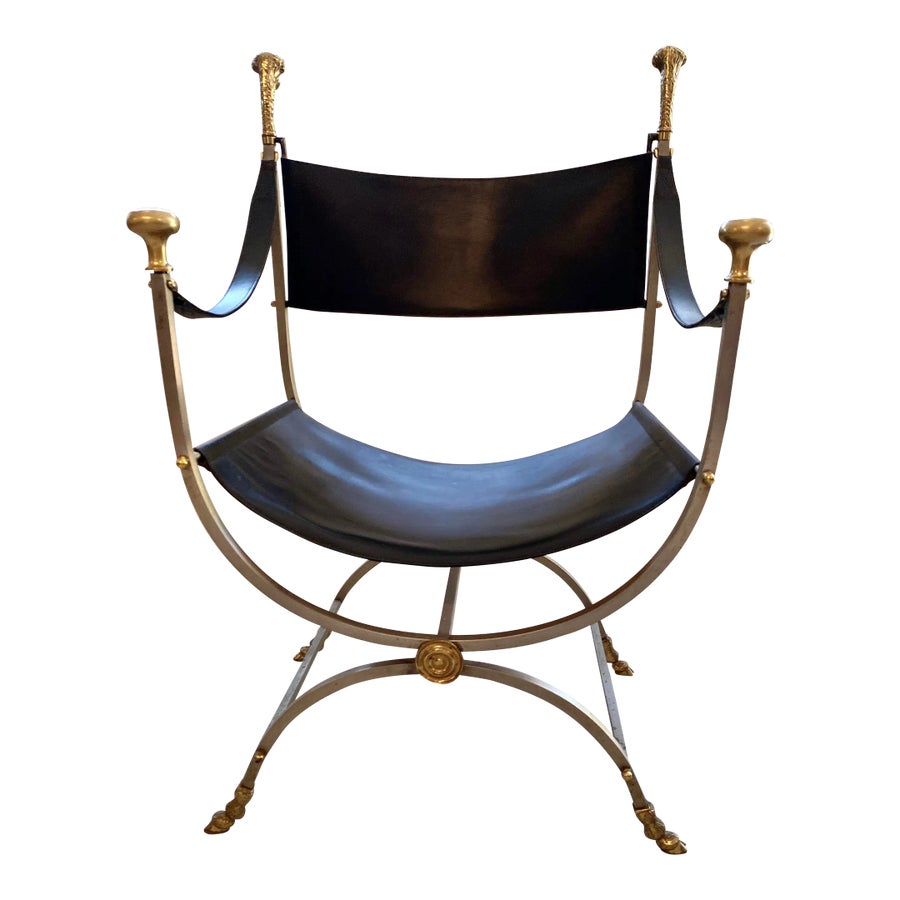 Mid 20th Century Maison Jansen Savonarola Chair in Original