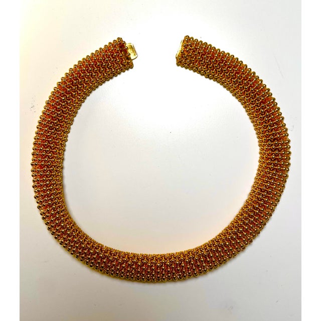 Gold Vintage Ciner Gold Plated Caviar Collar Necklace For Sale - Image 8 of 11