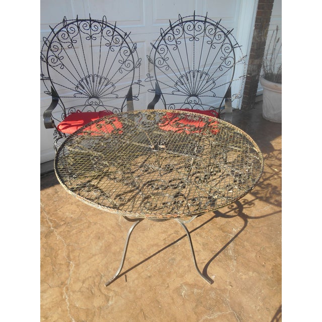 Vintage 195060's Twisted Wrought Iron Peacock Patio Set Attributed to