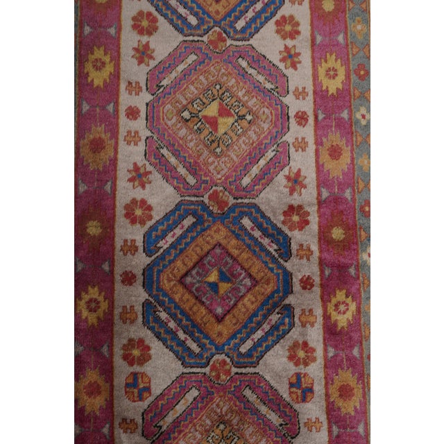 Brick Red 1970s Vintage Caucasian Pattern Rug 2'3'' X 10'9'' For Sale - Image 8 of 12
