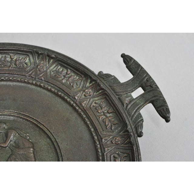 Mid 20th Century Vintage Roman Classical Style Figural Cast Iron Twin Handle Charger Dish For Sale - Image 5 of 12