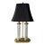 1990s Waterford Two Column Crystal & Brass Bouillotte Lamp Accompanying Black Shade For Sale