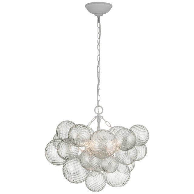 Talia Small Chandelier in Plaster White and Clear Swirled Glass Designer: Julie Neill Canopy: 6" Round Mounting: Chain...