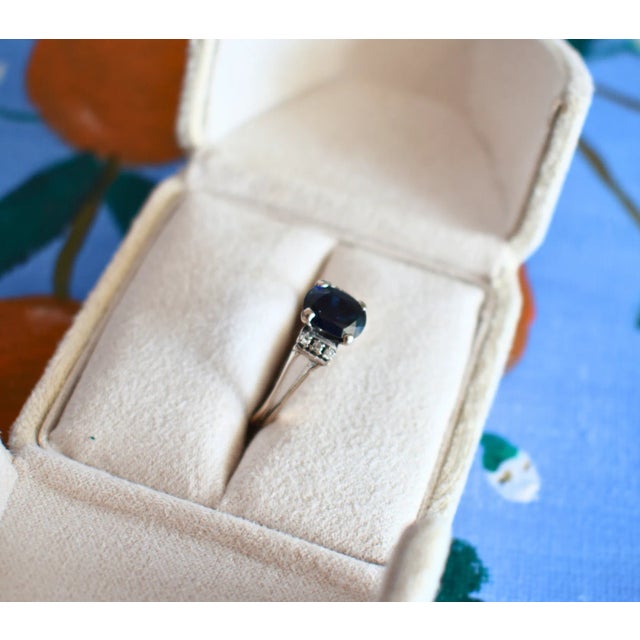 1990s Gold Sapphire Diamond Ring, Size 7.75 For Sale - Image 5 of 6
