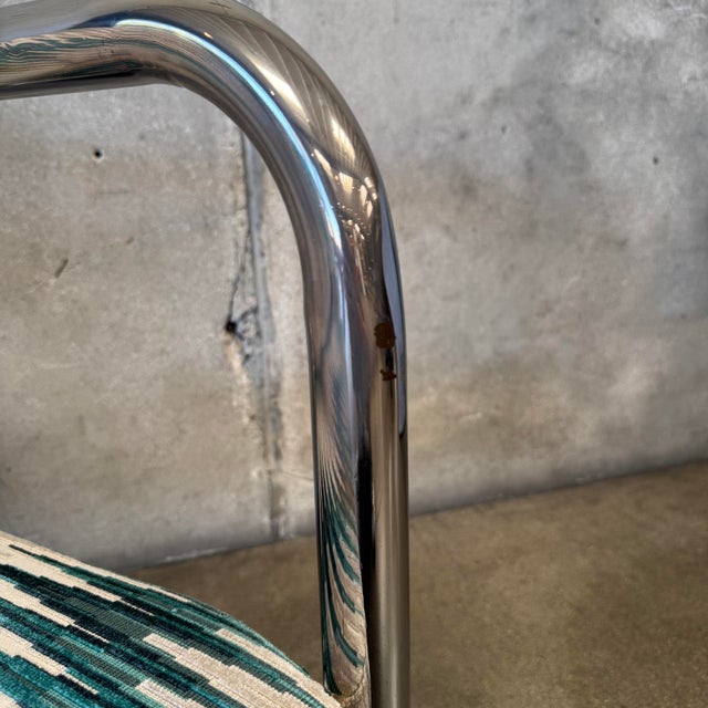 1970s Vintage Chrome Tubular Cantilever Lounge Chairs Attributed to Kinetics - Pair For Sale - Image 10 of 12