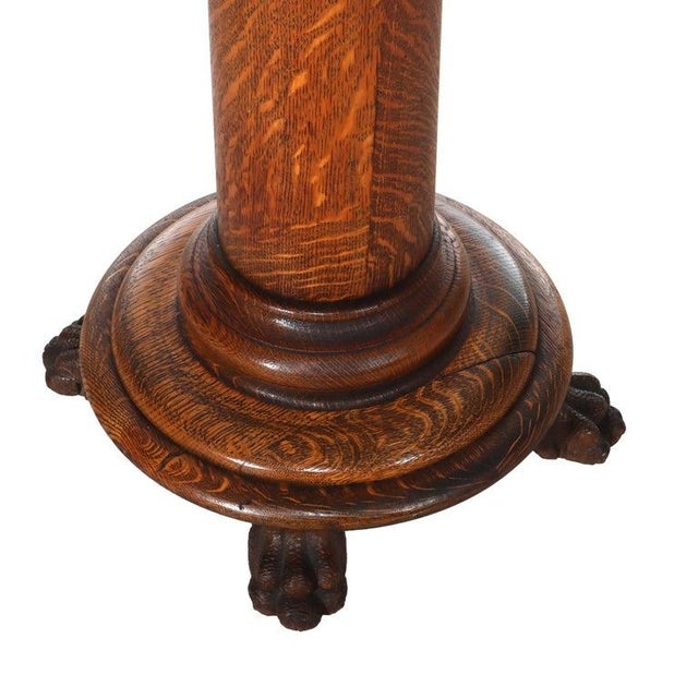 1900 - 1909 Antique Rj Horner Classical Oak Sculpture Stand C1900 For Sale - Image 5 of 10