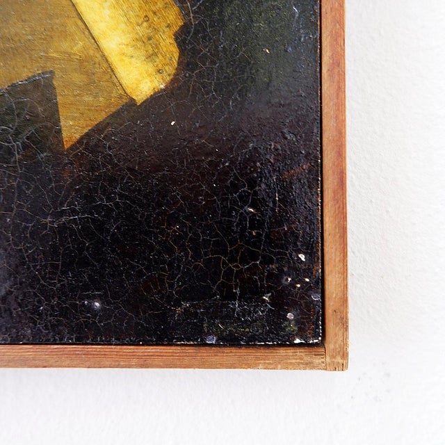 Black Abstract Composition, 1990s, Oil on Panel For Sale - Image 8 of 13