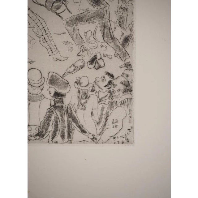 Modern Léonard Tsuguharu Foujita, The Rotonde Café, Original Signed Engraving For Sale - Image 3 of 6