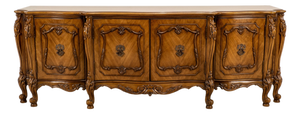 Vintage French Provincial Walnut Credenza Buffet Sideboard Carved Rococo 79"