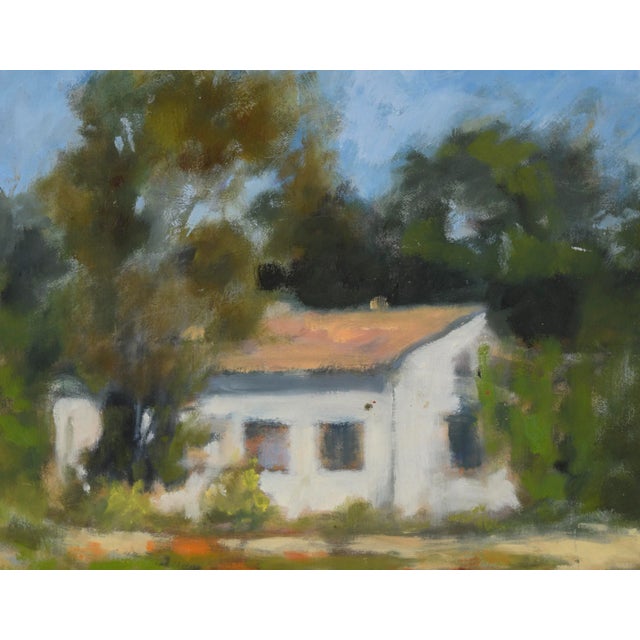 Countryside Home - 2018 Original Oil on Board Vibrant landscape depicting a small white home in the countryside by an...