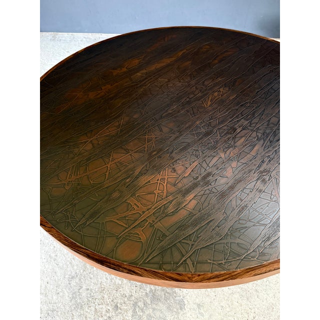 Mid-Century Modern Scandinavian Teak Coffee Table with Copper Inlay, Denmark, 1960s For Sale - Image 14 of 15