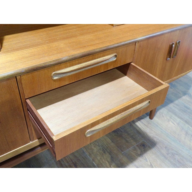 1960s Mid Century Modern Vintage Teak Tall Credenza Sideboard Buffet in the Style of G Plan Danish Style For Sale - Image 14 of 14