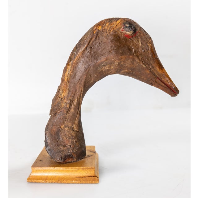 1970s Mid-Century Folk Art Found Driftwood Painted Goose or Duck Head For Sale - Image 5 of 9