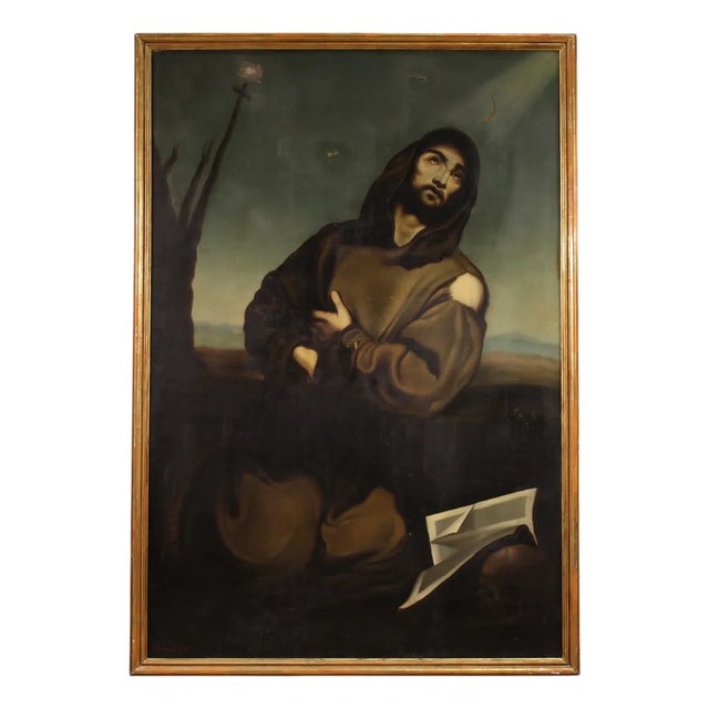 Saint Francis, 1865, Oil on Canvas, Framed For Sale