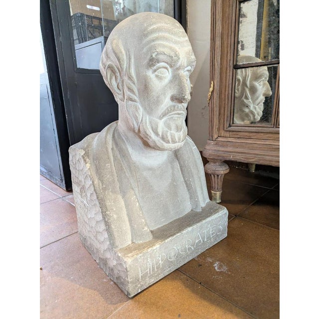 Distinguished 19th-century French School sculpture depicting Hippocrates, the legendary Greek physician traditionally...