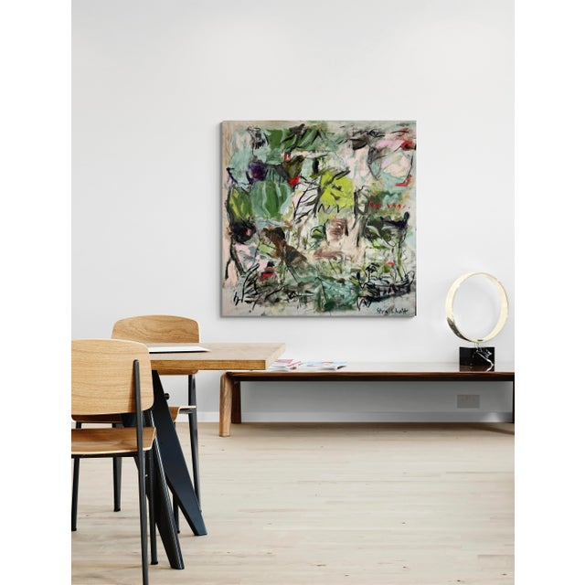 Contemporary Abstract Acrylics , Oil and Charcoal on Raw Canvas "In the Hammock" by Petra Schott For Sale - Image 6 of 8