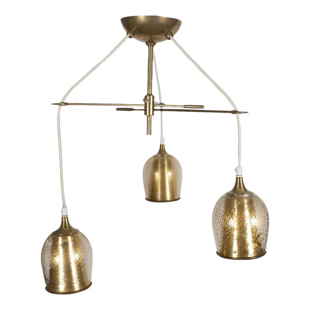 Vintage Gold-Flecked Murano Glass Suspension Chandelier For Sale