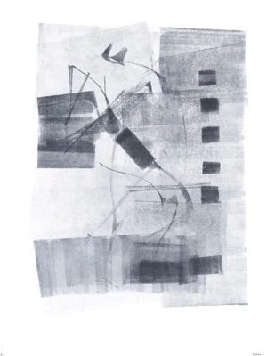 Ink on Paper_008 Original Modern Abstract Gray Painting by Carrie Bergey